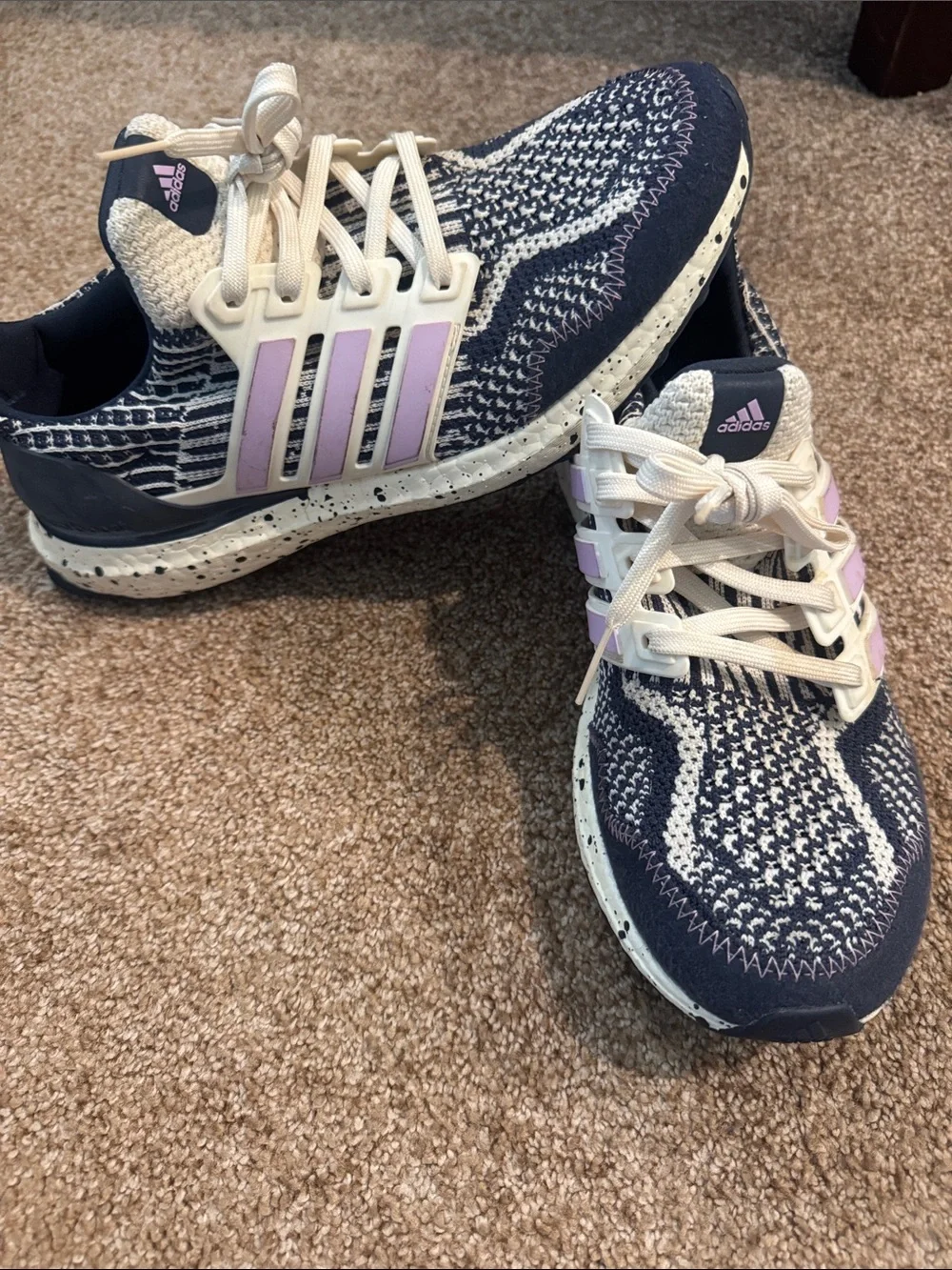 adidas Women's Navy, Cream & Lavender Knit Running Shoes